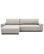 Elegante sofá esquinero convertible Malone de tela beige - 292x160x88 cm