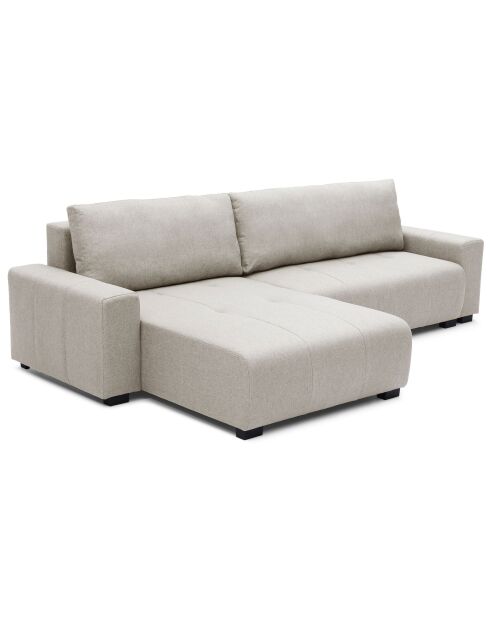 Elegante sofá esquinero convertible Malone de tela beige - 292x160x88 cm