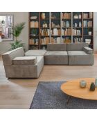 Benoit fluwelen modulaire bank grijs taupe - 258x172x68 cm