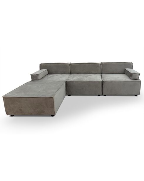 Benoit fluwelen modulaire bank grijs taupe - 258x172x68 cm