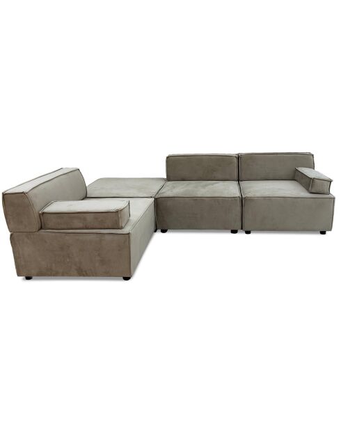 Benoit fluwelen modulaire bank grijs taupe - 258x172x68 cm