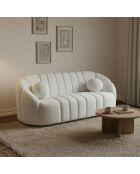 Canapé 3 places design en tissu bouclette sidonie blanc - 201x87x74 cm