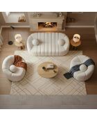 Canapé 3 places design en tissu bouclette sidonie blanc - 201x87x74 cm