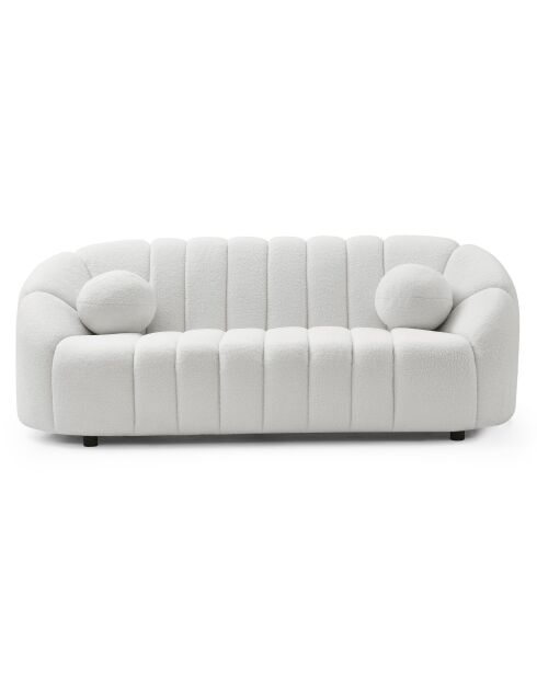 Canapé 3 places design en tissu bouclette sidonie blanc - 201x87x74 cm