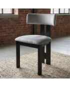 Ceriz Design-Esszimmerstuhl aus grauem Samt und schwarzem Holz - 45x48x78 cm