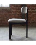 Ceriz Design-Esszimmerstuhl aus grauem Samt und schwarzem Holz - 45x48x78 cm