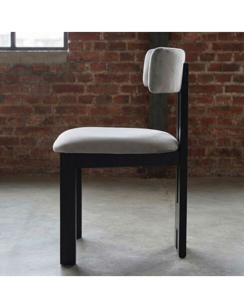 Chaise de salle à manger design ceriz en velours gris et bois noir - 45x48x78 cm