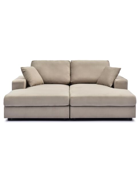 Duo van Fabien dagbedden die gecombineerd kunnen worden tot een diepe taupe fluwelen bank - 196x150x90 cm