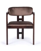 2 Oregon designstoelen donker hout en bruin fluweel - 59x52x79 cm