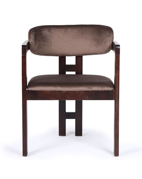 2 Oregon designstoelen donker hout en bruin fluweel - 59x52x79 cm