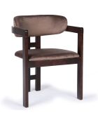 2 Oregon designstoelen donker hout en bruin fluweel - 59x52x79 cm