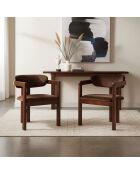 2 Oregon designstoelen donker hout en bruin fluweel - 59x52x79 cm