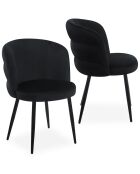 2 moderne gesteppte schwarze Samtstühle Malawi - 56x60x80 cm