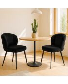 2 moderne gesteppte schwarze Samtstühle Malawi - 56x60x80 cm