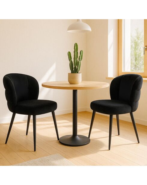 2 moderne gesteppte schwarze Samtstühle Malawi - 56x60x80 cm