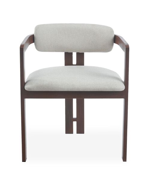 2 chaises design galilea en métal effet bois foncé et tissu beiges - 50x58x75 cm