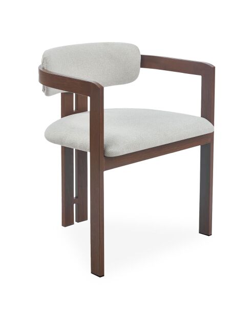 2 chaises design galilea en métal effet bois foncé et tissu beiges - 50x58x75 cm