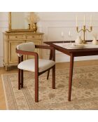 2 chaises design galilea en métal effet bois foncé et tissu beiges - 50x58x75 cm