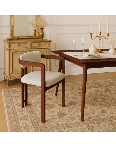 2 chaises design galilea en métal effet bois foncé et tissu beiges - 50x58x75 cm