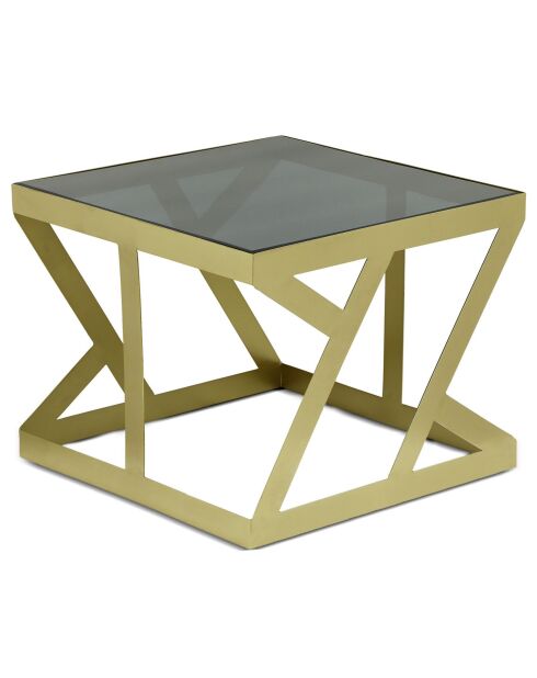 3 tavolini Zendaya in vetro fumé e metallo dorato