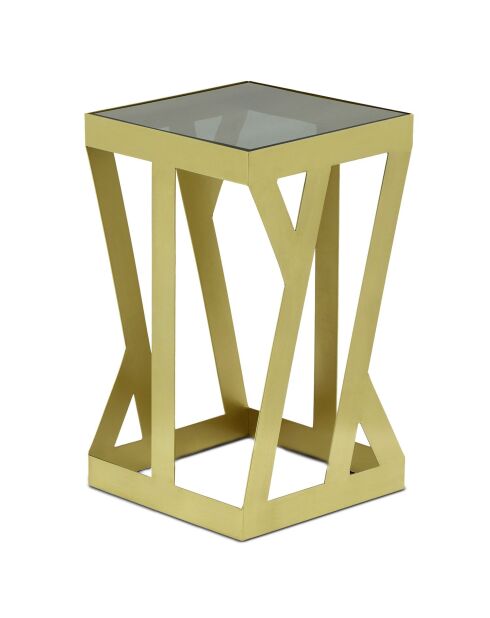 3 tavolini Zendaya in vetro fumé e metallo dorato
