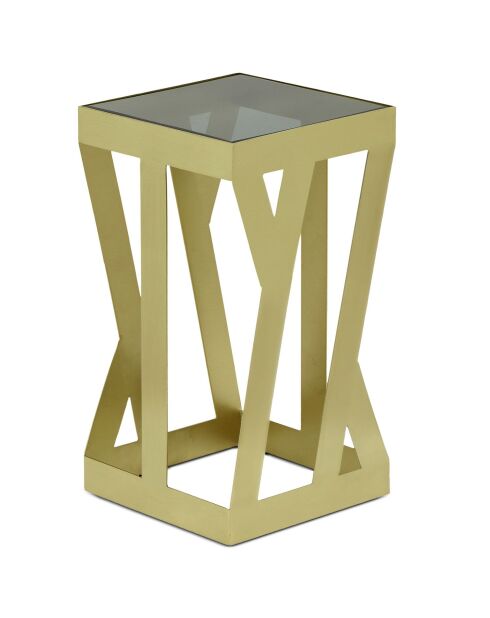 3 tavolini Zendaya in vetro fumé e metallo dorato