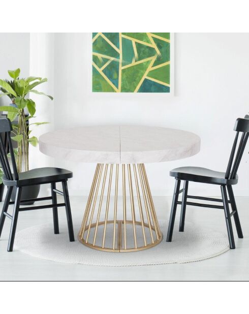 Soare ausziehbarer runder Tisch mit goldenen Beinen in Marmoreffekt — 110 x 110-160-210-260 x 76 cm