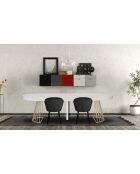 Tavolo rotondo allungabile Soare effetto marmo gambe dorate - 110x110-160-210-260x76cm