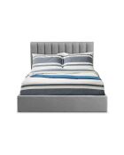 Lit Coffre Songe + sommier tissu gris - 169x217x112 cm