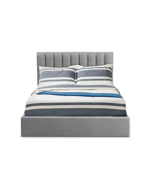 Lit Coffre Songe + sommier tissu gris - 169x217x112 cm