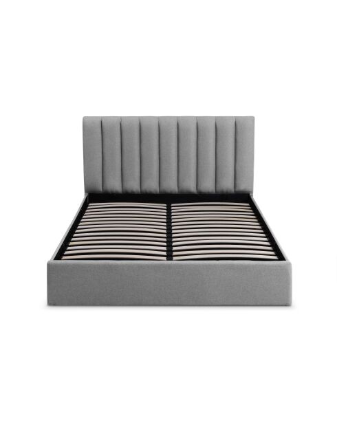Lit Coffre Songe + sommier tissu gris - 169x217x112 cm