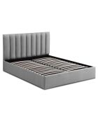 Lit Coffre Songe + sommier tissu gris - 169x217x112 cm