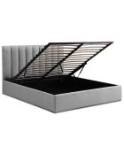 Lit Coffre Songe + sommier tissu gris - 169x217x112 cm