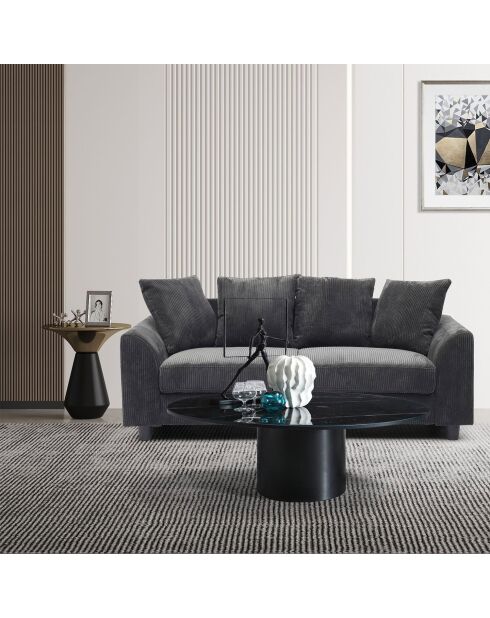 Modernes 3-Sitzer-Sofa aus dunkelgrauem Mozart-Kord - 182x88x80 cm