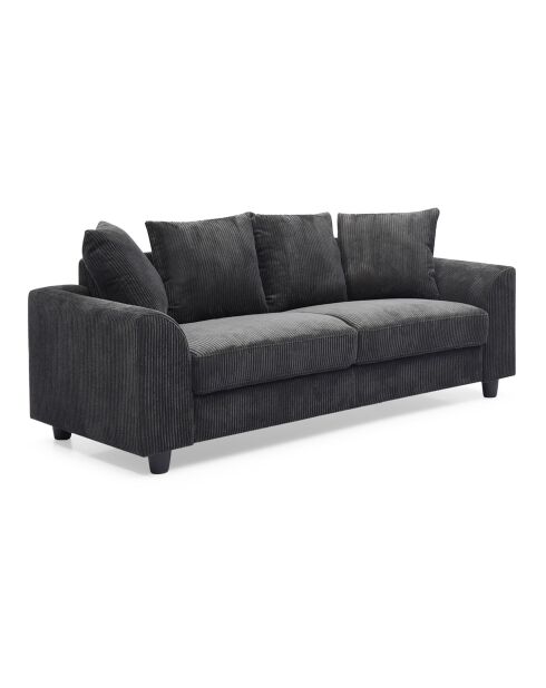 Modernes 3-Sitzer-Sofa aus dunkelgrauem Mozart-Kord - 182x88x80 cm