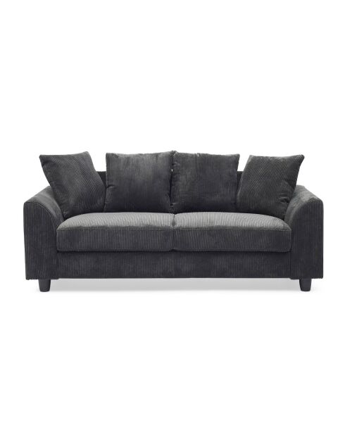 Modernes 3-Sitzer-Sofa aus dunkelgrauem Mozart-Kord - 182x88x80 cm