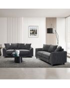 Modernes 3-Sitzer-Sofa aus dunkelgrauem Mozart-Kord - 182x88x80 cm