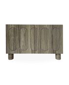 Petit buffet rétro-moderne avec portes sculptées Durand chêne grisé - 80x40x50 8 cm