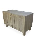 Petit buffet rétro-moderne avec portes sculptées Durand chêne grisé - 80x40x50 8 cm