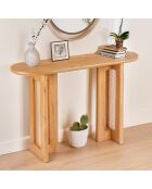 Consola Bohemia de roble claro y caña de ratán - 120x40x78 cm