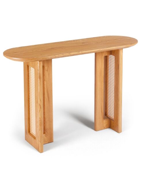 Consola Bohemia de roble claro y caña de ratán - 120x40x78 cm