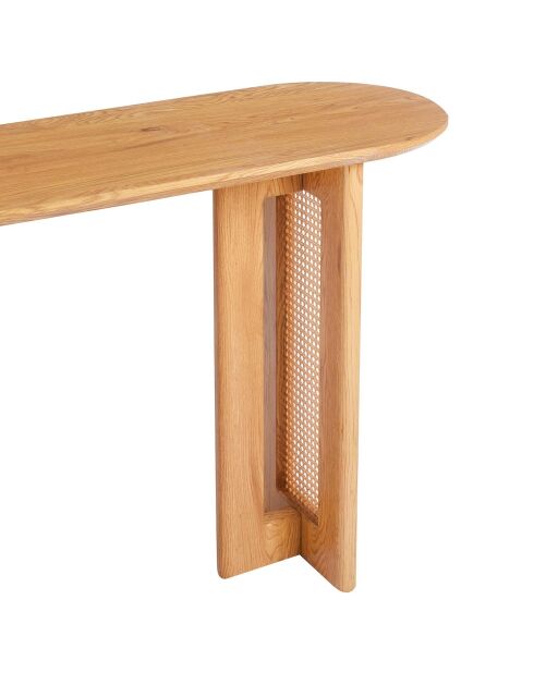 Consola Bohemia de roble claro y caña de ratán - 120x40x78 cm