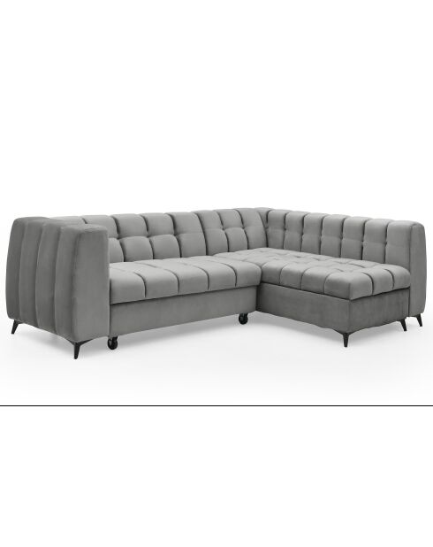 Wandelbares Ecksofa aus grauem Schachsamt - 247x166x77 cm
