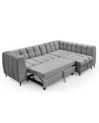Wandelbares Ecksofa aus grauem Schachsamt - 247x166x77 cm