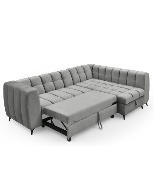 Wandelbares Ecksofa aus grauem Schachsamt - 247x166x77 cm
