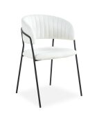 4 schwarze Tabata-Stühle aus Metall und cremefarbenem Boucle-Stoff — 53,5 x 52,5 x 79 cm