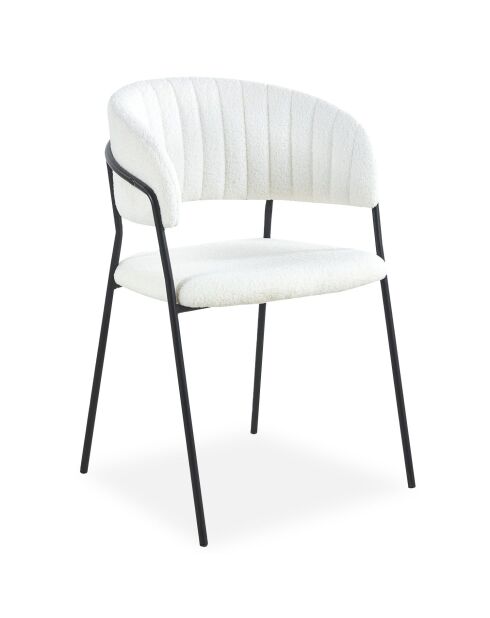 4 schwarze Tabata-Stühle aus Metall und cremefarbenem Boucle-Stoff — 53,5 x 52,5 x 79 cm