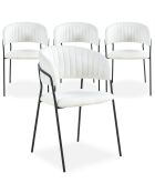 4 schwarze Tabata-Stühle aus Metall und cremefarbenem Boucle-Stoff — 53,5 x 52,5 x 79 cm