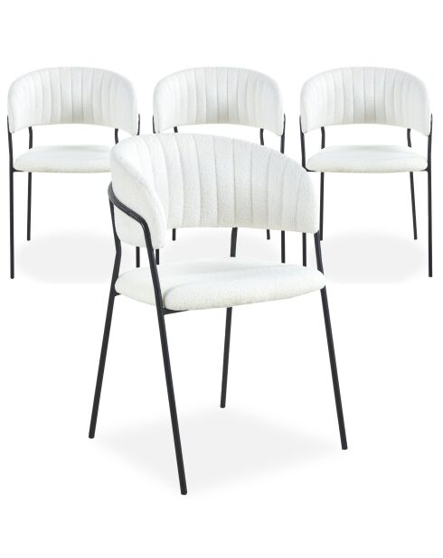 4 schwarze Tabata-Stühle aus Metall und cremefarbenem Boucle-Stoff — 53,5 x 52,5 x 79 cm