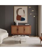 Buffet moderne poetis 3 portes avec cannage rotin et bois - 113x40x70 cm